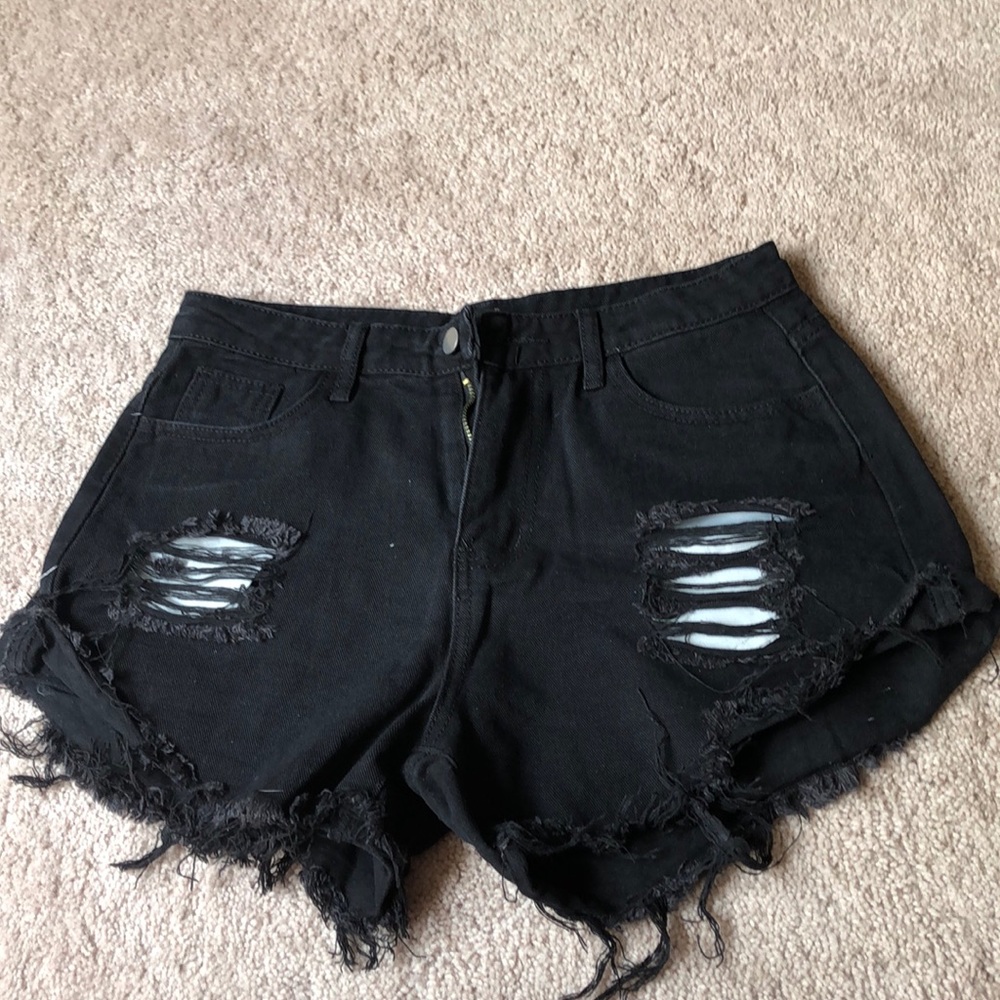 Black denim jean shorts